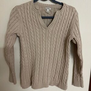 L.L. Bean Tan V-Neck Sweater